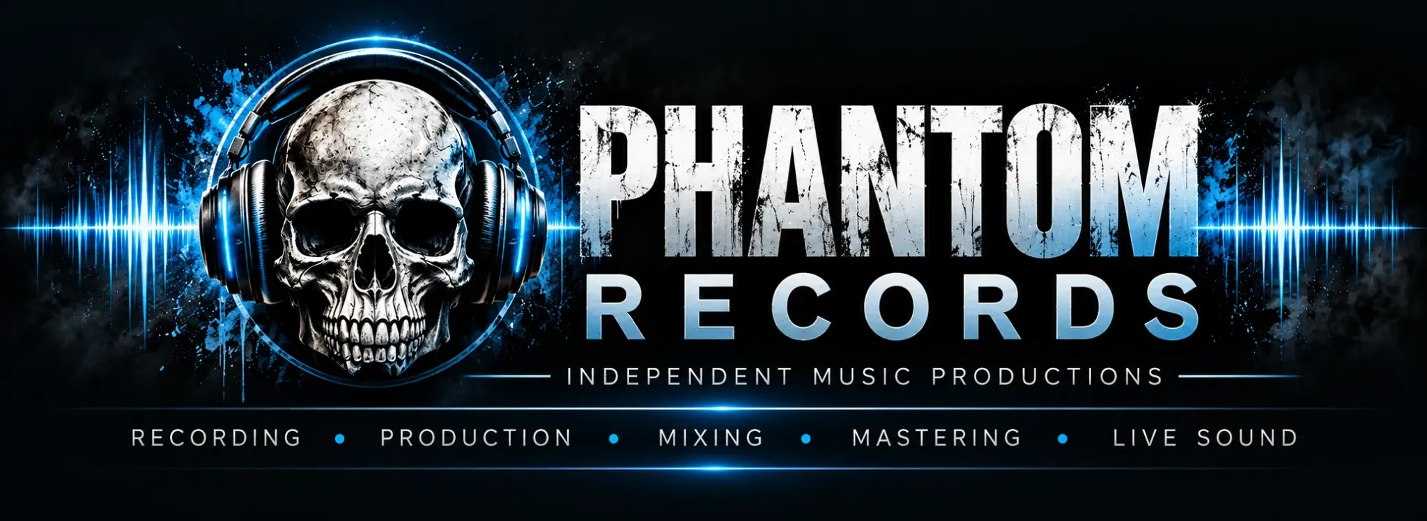 Phantom Records skull and headphones artwork